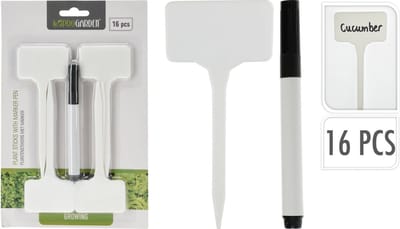 Pro Garden Plantenstekers plastic stokjes - set 16x - 15 cm - planten/kruiden labelen