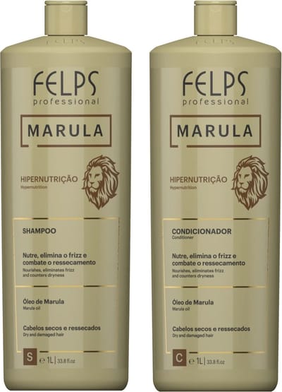 Felps Professional | Marula Shampoo & Conditioner Kit | Dry And Damaged Hair | (2x) 1000 ml