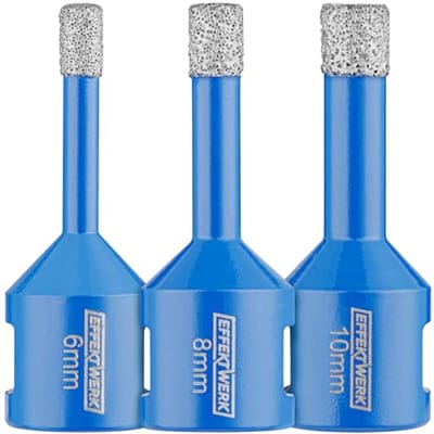 3-delige diamantboorset voor harde tegels - 6/8/10 mm - Ideaal voor beton, marmer, keramiek, graniet en porseleinen steengoed - M14-schroefdraad