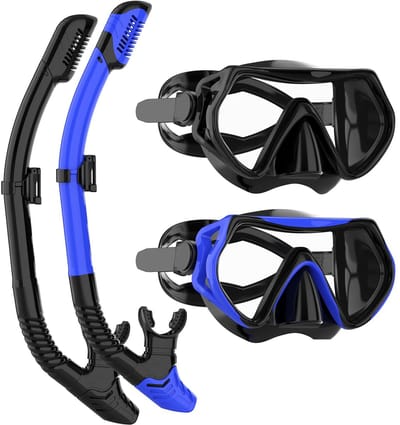 Dailygoods- Snorkelmaskerset 180 graden gezichtsveld - Duikmasker volwassenen - Anti-condens bril - Robuuste lenzen - Waterdichte snorkel - Kristalhelder zicht