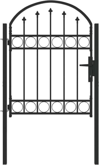 Tuinpoort met boog - Sierhekwerk poort - Tuin afscheiden - Stabiele staalconstructie - 100 x 125 cm - Grijs
