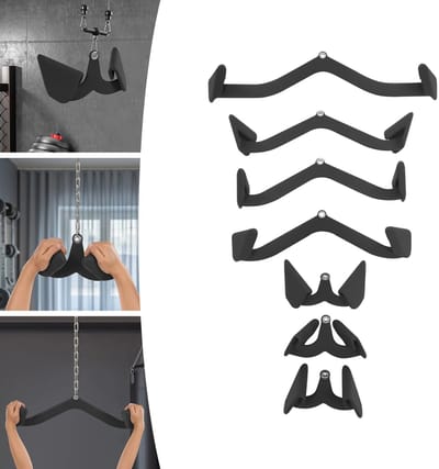 Dailygoods 7-delige Lat Pulldown Bar Accessoireset met Diverse Grepen, 300kg Heavy Duty Kabelmachine Handgrepen voor Thu