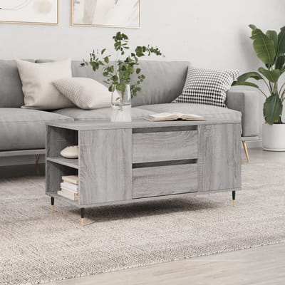 vidaXL - Salontafel - 102x44,5x50 - cm - bewerkt - hout - grijs - sonoma - eikenkleur