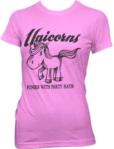 Hybris Unicorns Ponies With Party Hats Girly T-shirt voor dames, roze