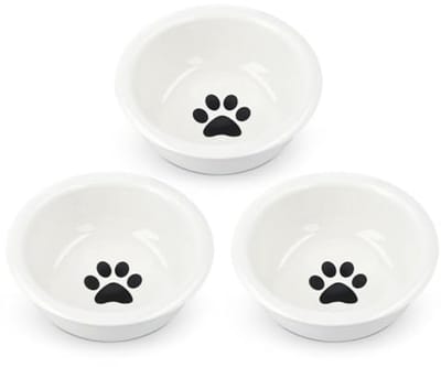 Navaris 3x feeding bowls for cats and small dogs - Set of 3 feeders - Pet food bowl - Suitable for Navaris feeding station - Black/White