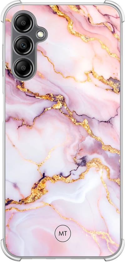 Hoesje (shockproof) geschikt voor Samsung Galaxy A14 5G - Marble pink - Extra sterke case - TPU/polycarbonaat - Marmer - Roze, Transparant