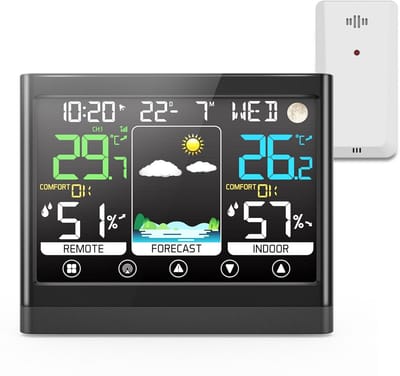 Weerstation Binnen en Buiten - Hygrometer Draadloos - Luchtvochtigheidsmeter - Klimaat