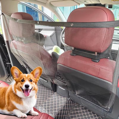 Famanu – Autonet voor honden - autonet - 115 x 62 cm - hondenrooster voor achterstoelen - auto-rooster voor honden - kofferbak - voor terreinvoertuigen - vrachtwagens en auto's