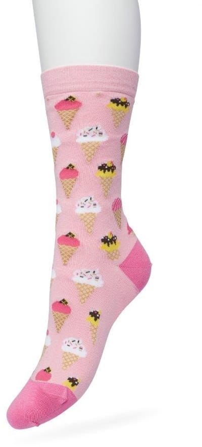 Bonnie Doon Dames Sokken met IJsjes Print maat 36/42 Roze - Thema Sokken - IJs - Cadeau Sokken - Word je Happy en Vrolijk van - Zacht Katoen met Gladde Teennaad - Comfortabel - Perfect Cadeau - Orchid Pink - BT991124.306
