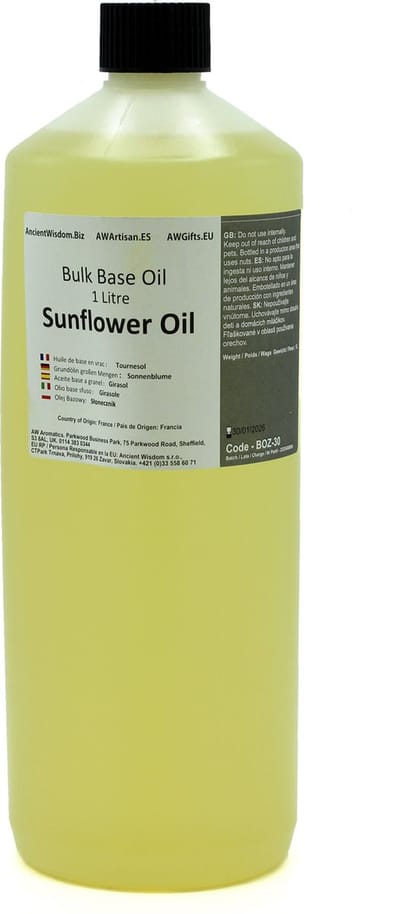 Basis Olie - Zonnebloemolie - 1 Liter - Aromatherapie - Basisolie - Draagolie - Basisolie Voor Etherische Oliën