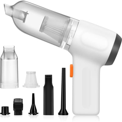 Aumotop Aspirateur à main Aspirateur de voiture multifonctionnel 3 en 1 Aspiration Soufflage Poussière Gonflage blanc