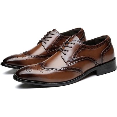 Nieuwe Hoogteverhogende Binnenzool Formele Leren Schoenen Heren Gegraveerd Echt Leer Brogue Zakelijk Kantoor Derby Schoenen Gentleman Bruiloft 44 gray
