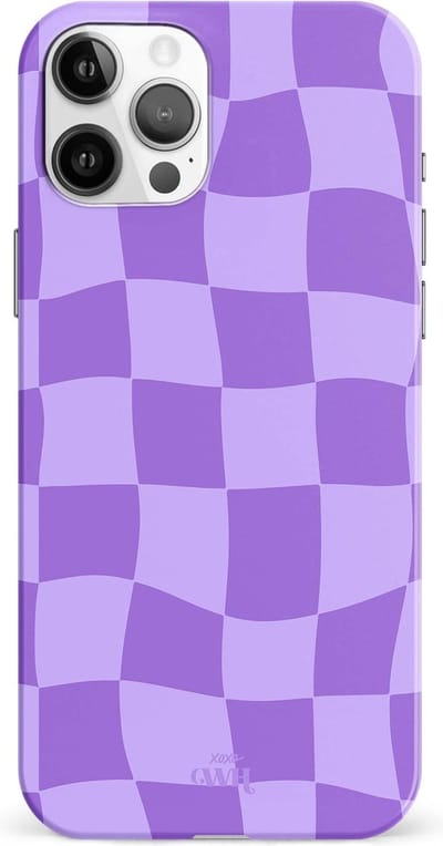 xoxo Wildhearts Violet Vibes - Single Layer - Hoesje geschikt voor iPhone 11 Pro Max case - Siliconen hoesje met golvenprint - Golvende blokjes - Geblokt - Hardcover - Beschermhoes - Optimale bescherming - Paars
