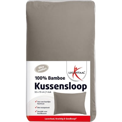 Lucovitaal 100% Bamboe Kussensloop Taupe 50 x 70 cm