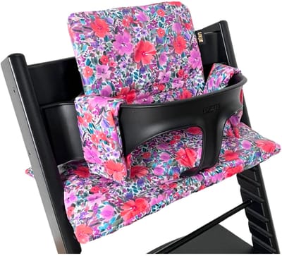 Stoelverkleiner TrippTrapp - Geschikt voor Stokke Tripp Trapp Kussenset - Kinderstoel Verkleiner - Geplastificeerd en Snel Schoon - Retro bloemen