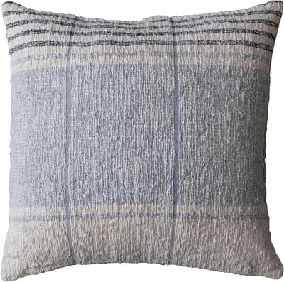 Katoenen Sierkussen - Veelkleurig gestreept - Interieur verfraaien - Geweven slubtextuur - 50x50 cm - Blauw