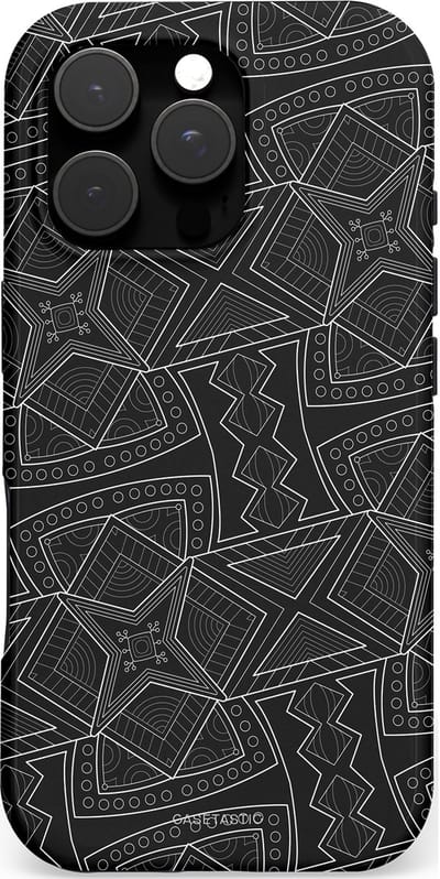 Casetastic hoesje geschikt voor Apple iPhone 16 Pro - MagSafe - Dubbellaagse bescherming - Afrikaanse kunst - Fashion Case - Zwart