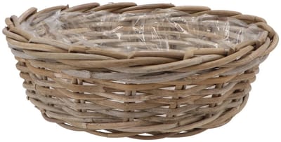 DK Design Plantenmand/aardappelmand tafelmodel - Ivy - met binnenzak - rotan - B35 x H13 cm - binnen/buiten