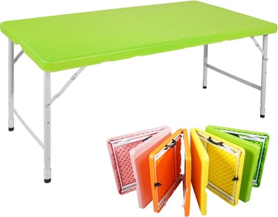 Campingtafels 125 cm - Inklapbare Vouwtafel Met Handgreep En Verstelbare Hoogte - Multifunctioneel - Kunststof - Groen