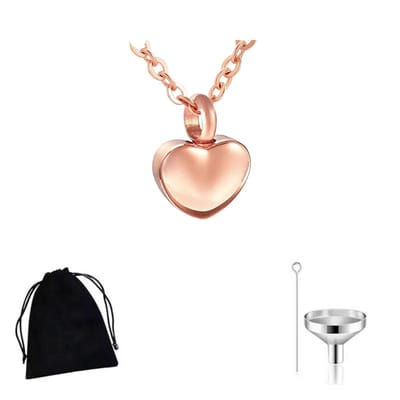 Winkrs - Gedenksieraad/Ashanger Hartje klein – rosé-goud/rosegold – Inclusief Vullingstool – 10 x 12 mm – RVS as-sieraad