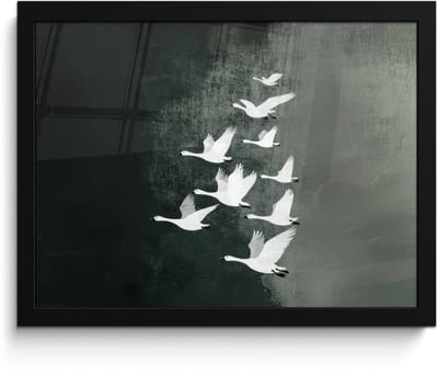 Poster in lijst - Fotolijst 40x30 cm - Posters - Vogel - Japandi - Groen - Posterlijst zwart - Decoratie - Wanddecoratie woonkamer - Muurdecoratie slaapkamer
