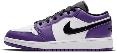 Air Jordan 1 Low Court Purple White GS - Sneakers - EU 37.5 - Court Purple/Black-White / Paars Zwart Wit - Junior - Lage Sneakers
