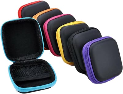 7x Opberg hoesje 8*8*3cm - Hard Case - Oortjes Zipper Case - Opbergtas met Rits - Praktische Opberghoes – Beschermt Oortjes en Accessoires – Compact en Draagbaar - Reizen en Dagelijks Gebruik - Organizer - Sleutels - Oordopjes - Laadkabels - USB