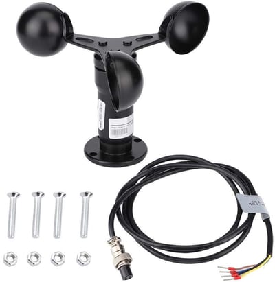 Wind snelheidsensor met 0-10 V signaaluitgang, aluminiumlegering, 3 cups voor nauwkeurige windmeting en monitoring van windkracht