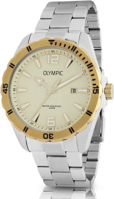 Olympic OL72HSS401B Pieter Heren Horloge - Mineraalglas - Staal - Zilverkleurig - 43 mm breed - Quartz - Vouw/Vlindersluiting - 10 ATM (zwemmen)