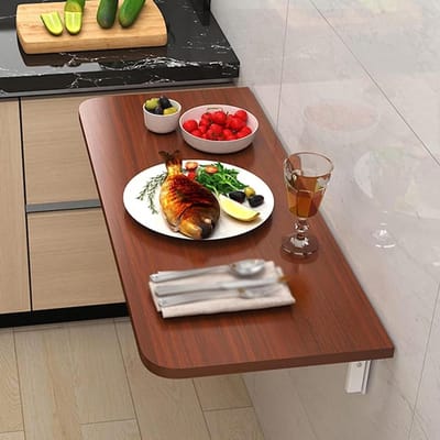 Klaptafel Hout - Zwevend Bureau - Ruimte Besparen - Veelzijdig Gebruik - 40-120 cm Breed - Houtkleur