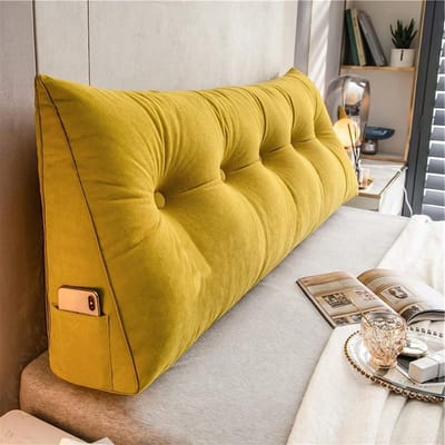 Leeskussen Rugsteun - Bankkussen Hoofdkussen - Comfort Ontspanning - Verhoogde Rugleuning - 180x50x20cm - Geel