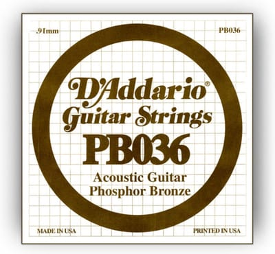 D'Addario PB036 Phosphor Bronze enkele snaar - Enkele snaar voor gitaar
