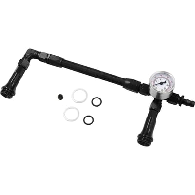 Gevlochten AN6 Dubbele Toevoer Carb Brandstofleiding Dubbele Pomp met Vacuümdrukmeter Aluminiumlegering zwart