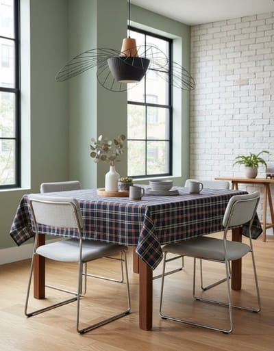 Blauw Geruit Tafelkleed Castle – 140x400 cm - Schotse Ruit / Tartan – Landelijk