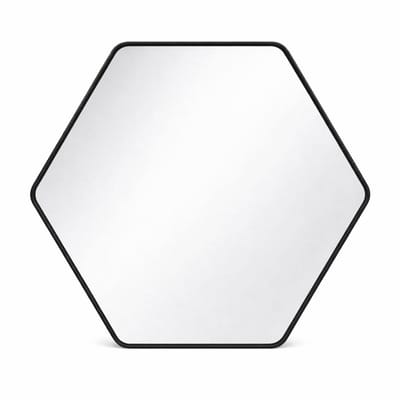 Luxaliving Wandspiegel Hexagon – Zwart – 70x80 cm – Badkamer & Wanddecoratie