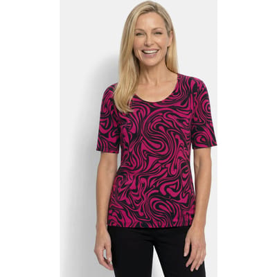 Jersey shirt met gedurfd patroon - bordeaux / gedess. - Gr. 19 van Goldner Fashion