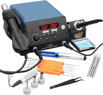 Soldeerstation - Heteluchtstation - Las reparaties - Realtime temperatuurweergave - 750W - Zwart