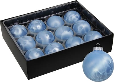 Othmar Decorations Luxe kleine kerstballen - 12x st - 6 cm - blauw - glas - ice finish