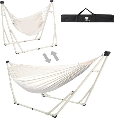Hangmat en Hangstoel met Opvouwbaar Frame - Draagbaar voor Buiten, Tuin, Terras en Camping