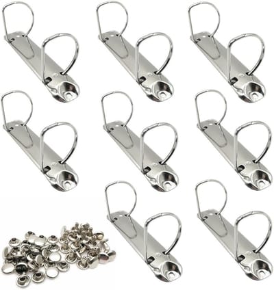 Set van 8 D-vormige 2-ring mechanisme, metalen clips en ringbinders voor papieropslag en mappen