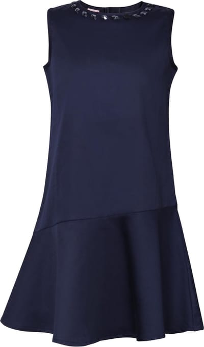 La V   jurk met kralen rond de hals Navy 116