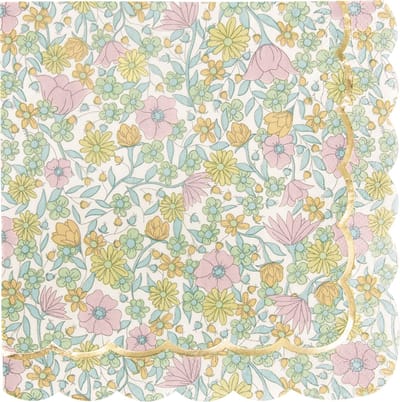 PARTYPRO - 16 Geschulpte Servetten van Shabby Gouden Papier 33 x 33 cm met Bloemen