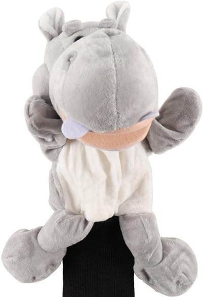 Cosensi- Golfclubhoofdhoes Grijze Nijlpaardvorm - Beschermende Accessoire - Zacht Pluche Materiaal - Universele Geschiktheid - Gebreide Hals - Schattig Ontwerp - Driverhoes