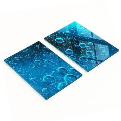 Set van twee decoratieve glazen keukenplanken met waterbellenmotief, 2x40x52 cm
