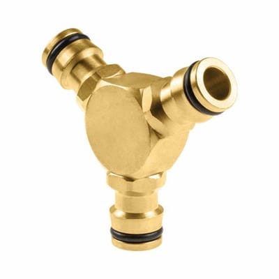 Cellfast BRASS Serie - Messing T-stuk - 3x Snelkoppeling - 1/2" en 3/4"