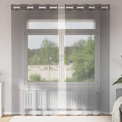 vidaXL - Gordijnen - voile - met - doorvoertules - 2 - st - 140x225 - cm - donkergrijs