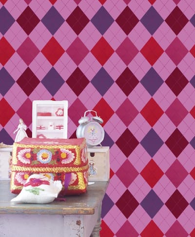 Dutch Wallcoverings Vliesbehang - Kinderbehang - Ruit - Roze
