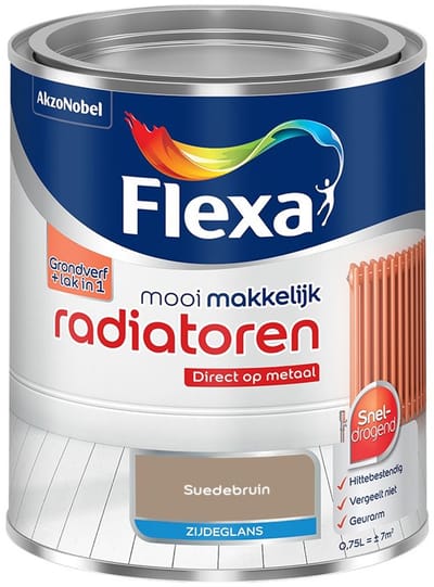 Flexa - Mooi Makkelijk Radiatoren Zijdeglans - Suedebruin - Mengverf - 750 Ml