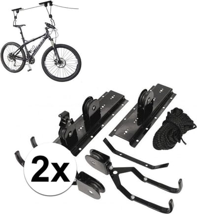 2 Fietsliften / fiets ophangsystemen tot 4 meter - max. 20 kg - plafond ophangsysteem 2x