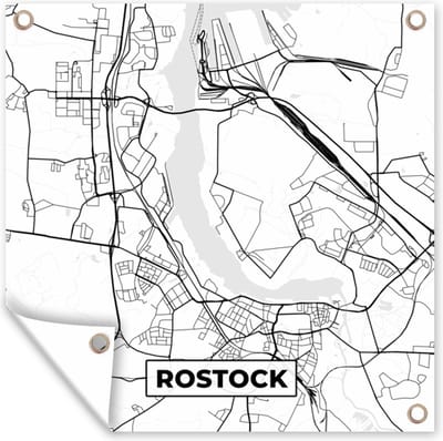 Tuin poster Kaart - Rostock - Plattegrond - Stadskaart - 200x200 cm - Tuindoek